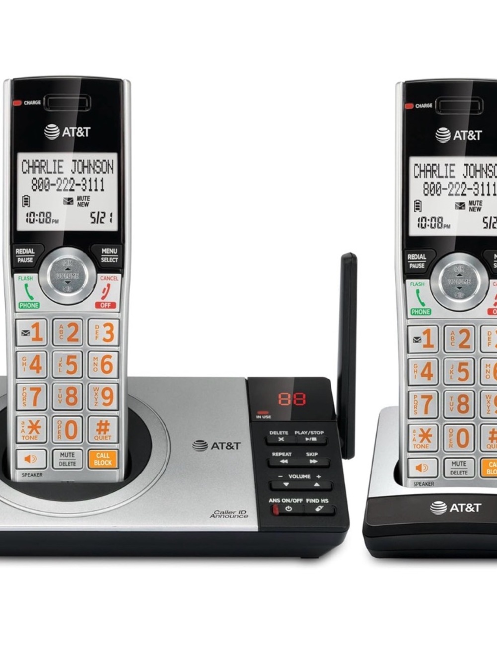 AT&T CL82207 DECT 6.0 2Handset Cordless Phone for Home with Answering Machine...